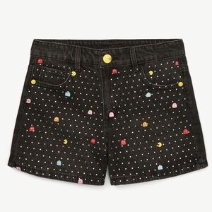 Justice Pac-Man Embellished Black Denim Shorts, NWT, size 12